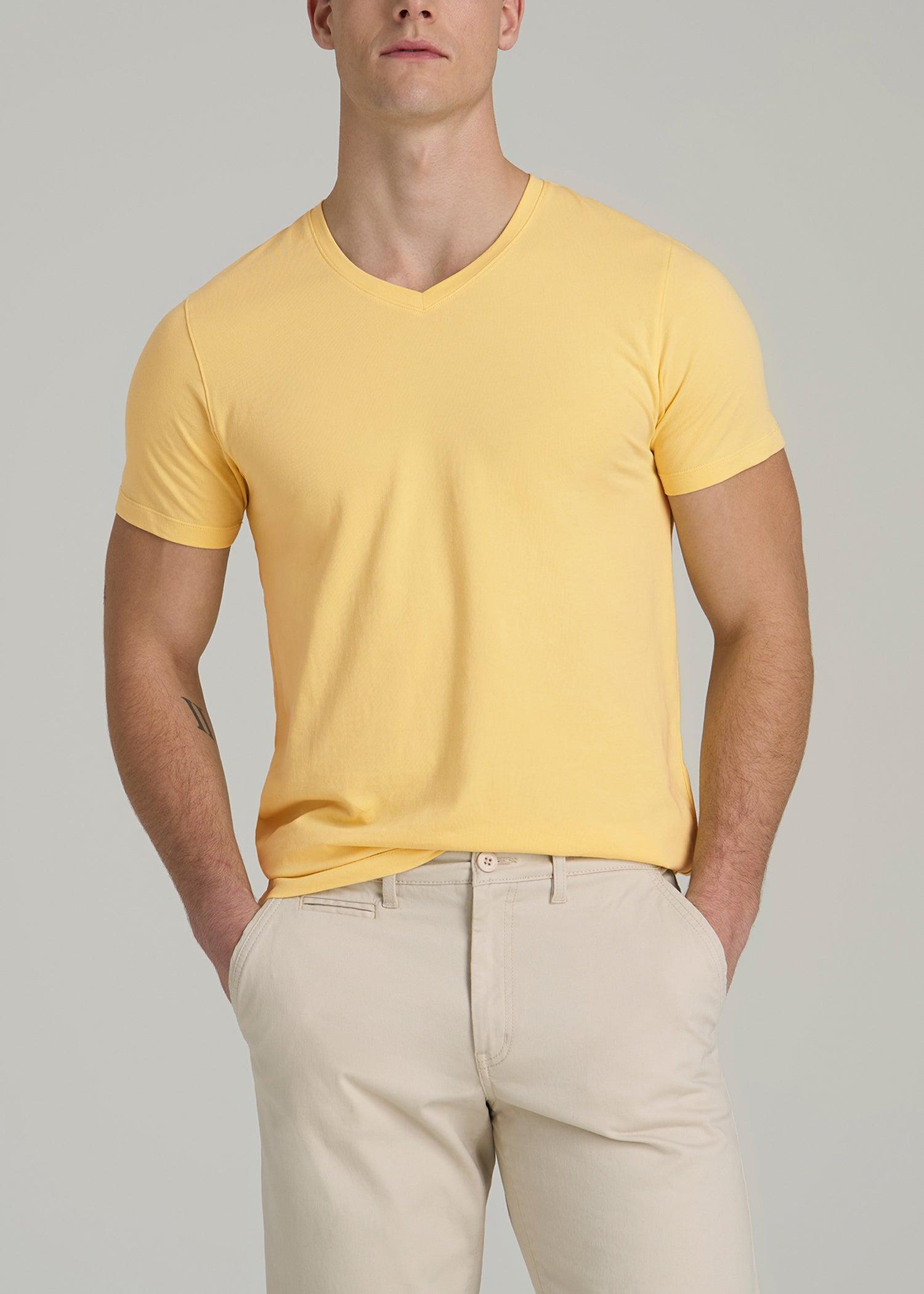 The Essential MODERN-FIT V-Neck Tee for Tall Men in Lemon Drop Product Image