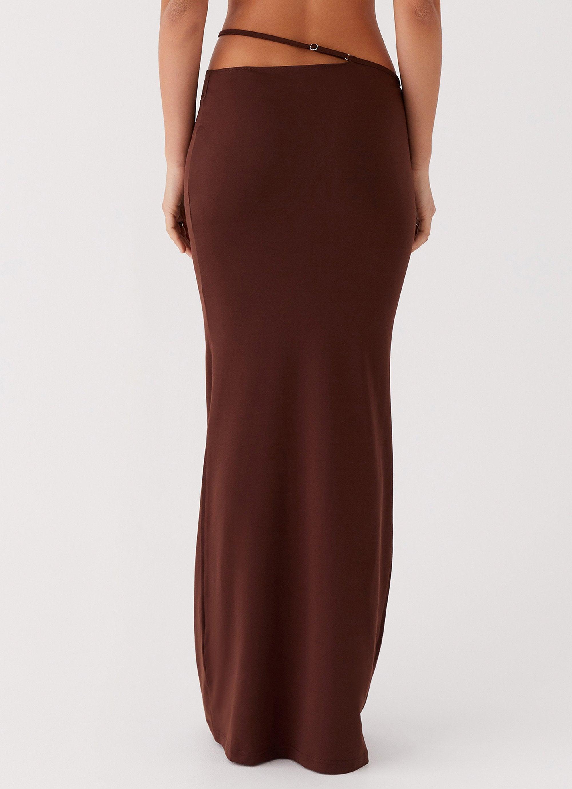 Like You Do Low Rise Maxi Skirt - Chocolate Product Image