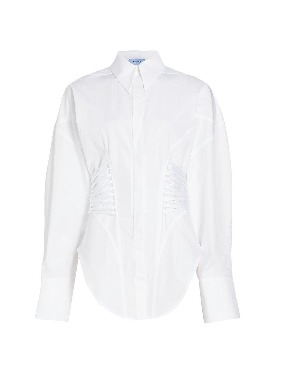 Womens Lace-Up Cotton Poplin Shirt Product Image