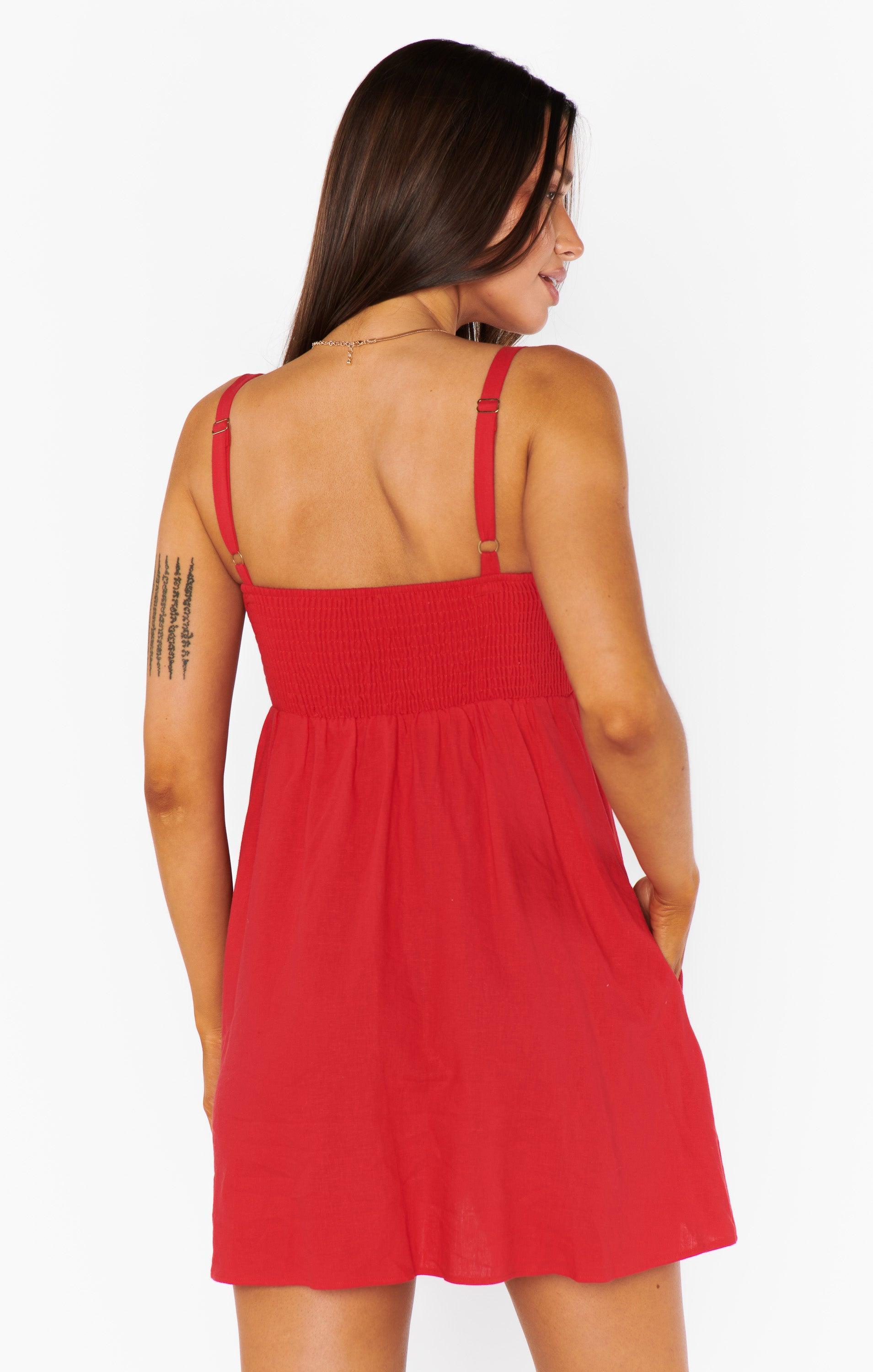 Mallory Mini Dress ~ Red Linen Product Image