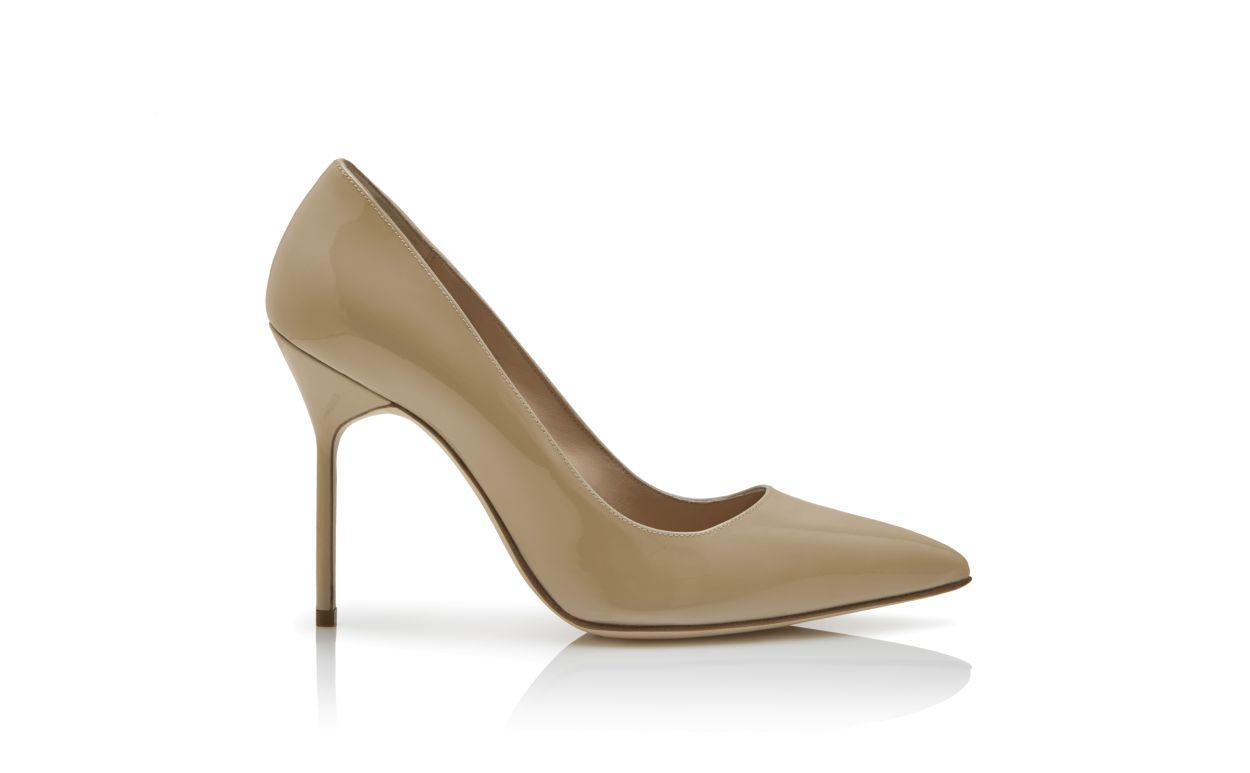 BB PATENT Beige Patent Leather Pointed Toe Pumps Product Image