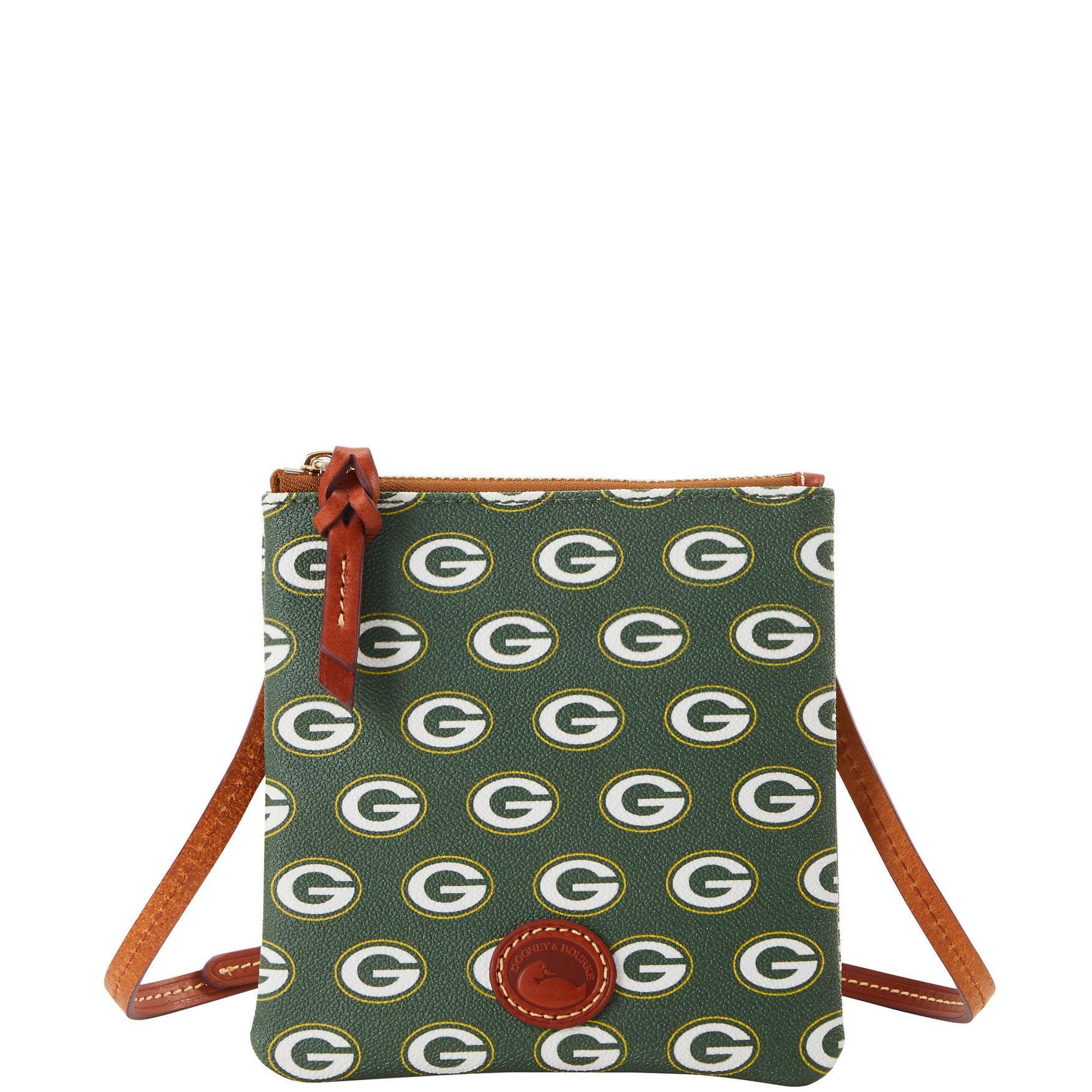 Dooney & Bourke Womens NFL Packers Small North South Top Zip Crossbody Coated Cotton Shoulder Bag in Green Product Image