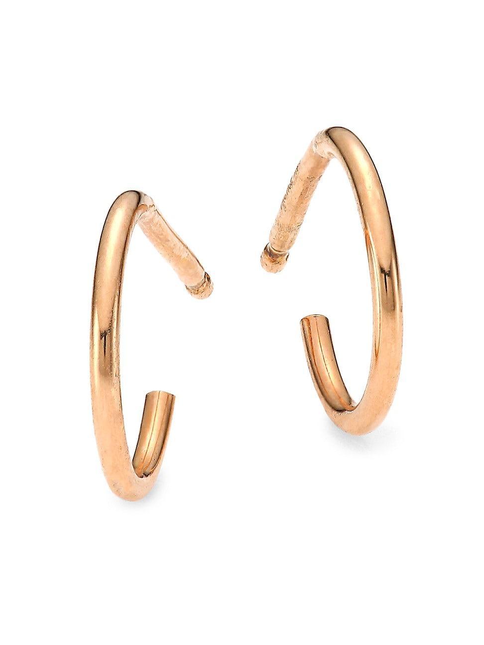 Womens 18K Rose Gold Tiny Hoop Earrings Product Image