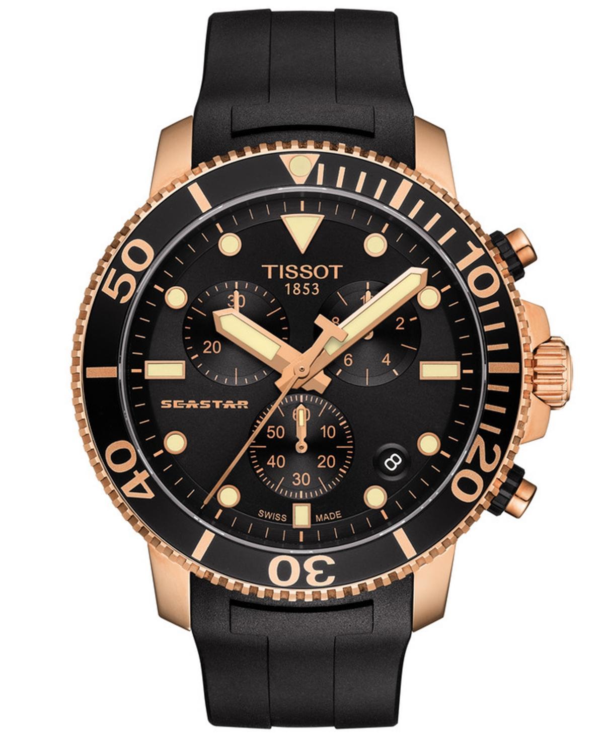 Tissot Mens Swiss Chronograph Seastar 1000 Black Rubber Strap Diver Watch 45.5mm Product Image