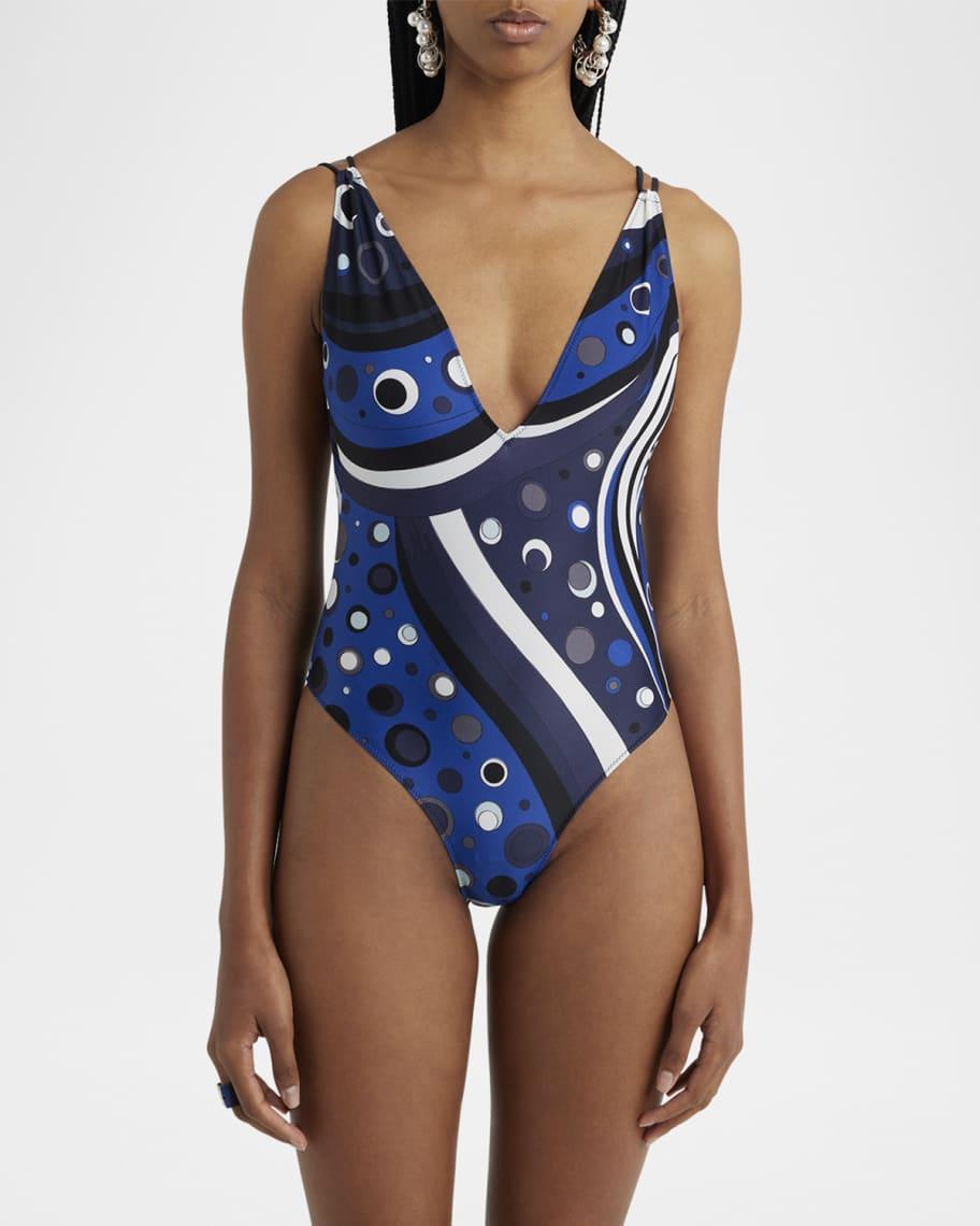 V-Plunge Printed Backless One-Piece Swimsuit Product Image