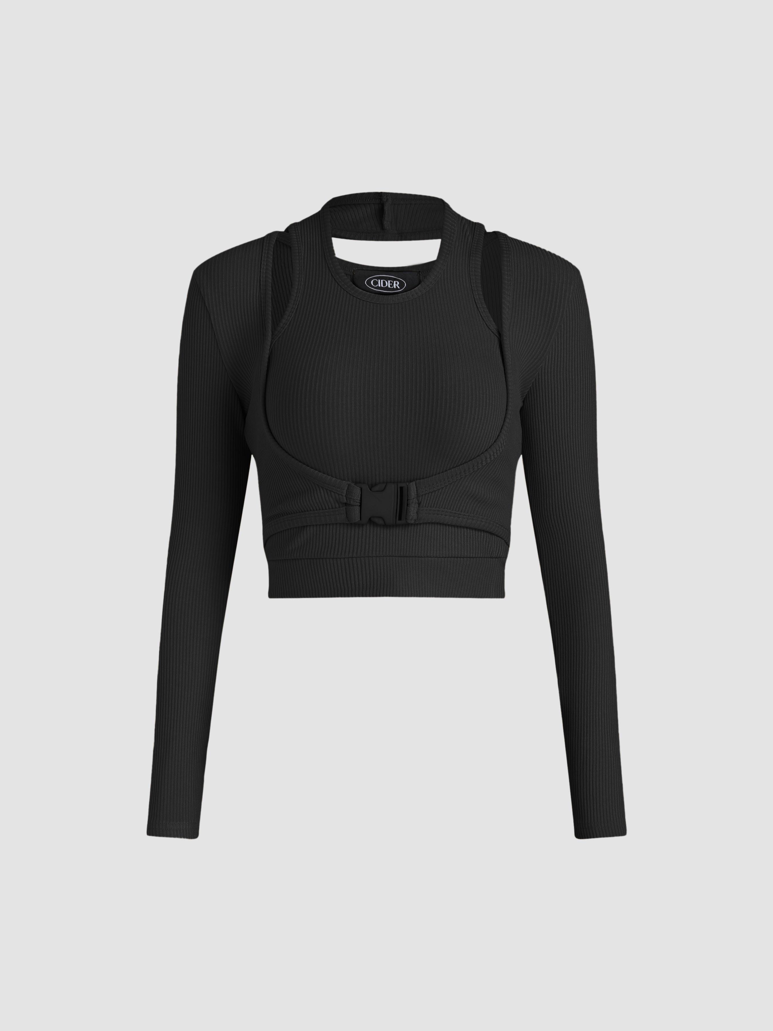 Long Sleeve Buckle Crop Top product image