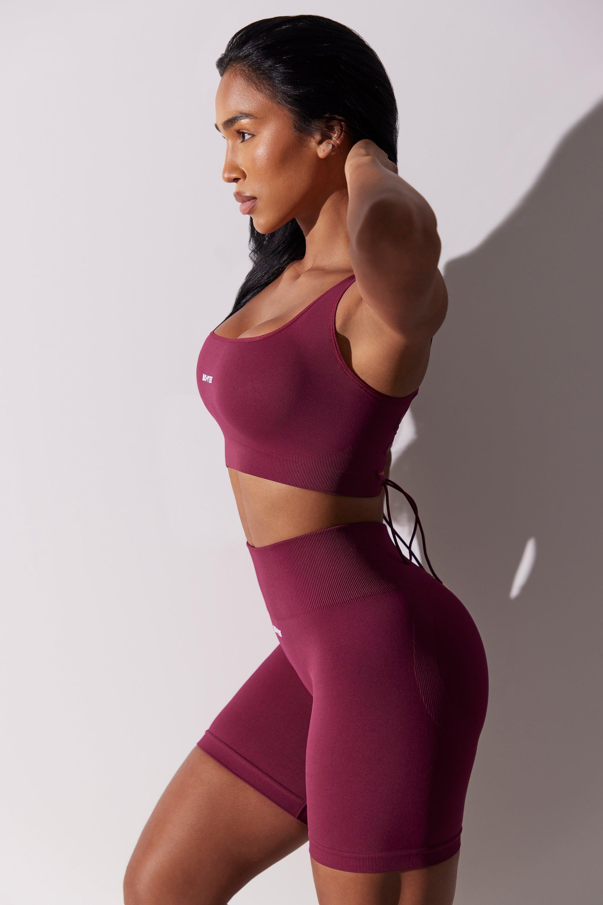 High Waist Super Sculpt Biker Shorts in Plum Product Image