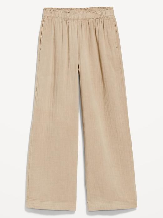 High-Waisted Crinkle Gauze Ankle Pants Product Image