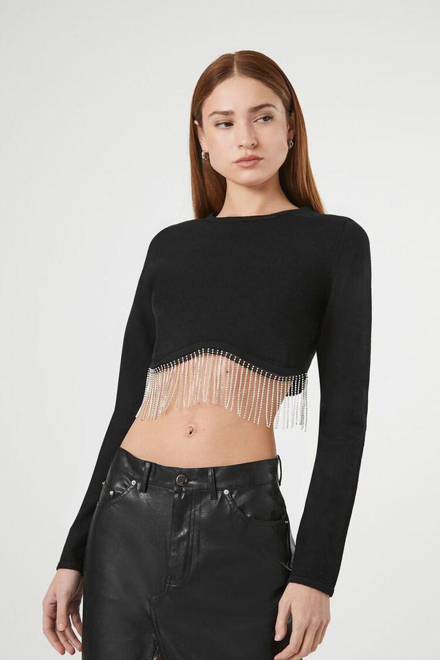 Rhinestone-Fringe Crop Top | Forever 21 Product Image