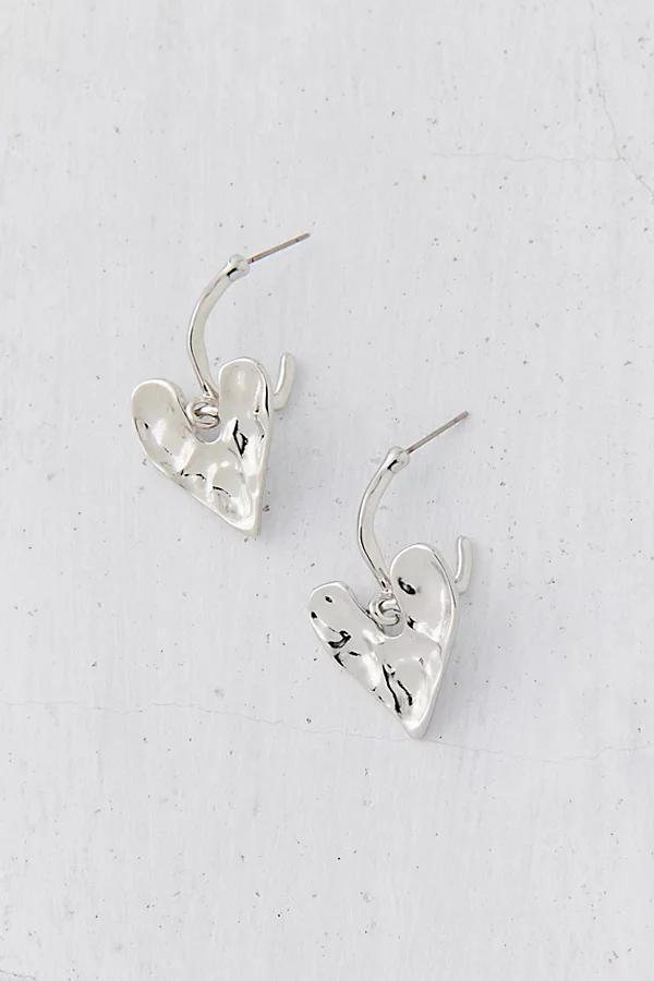 Hammered Heart Hoop Earring Womens at Urban Outfitters Product Image