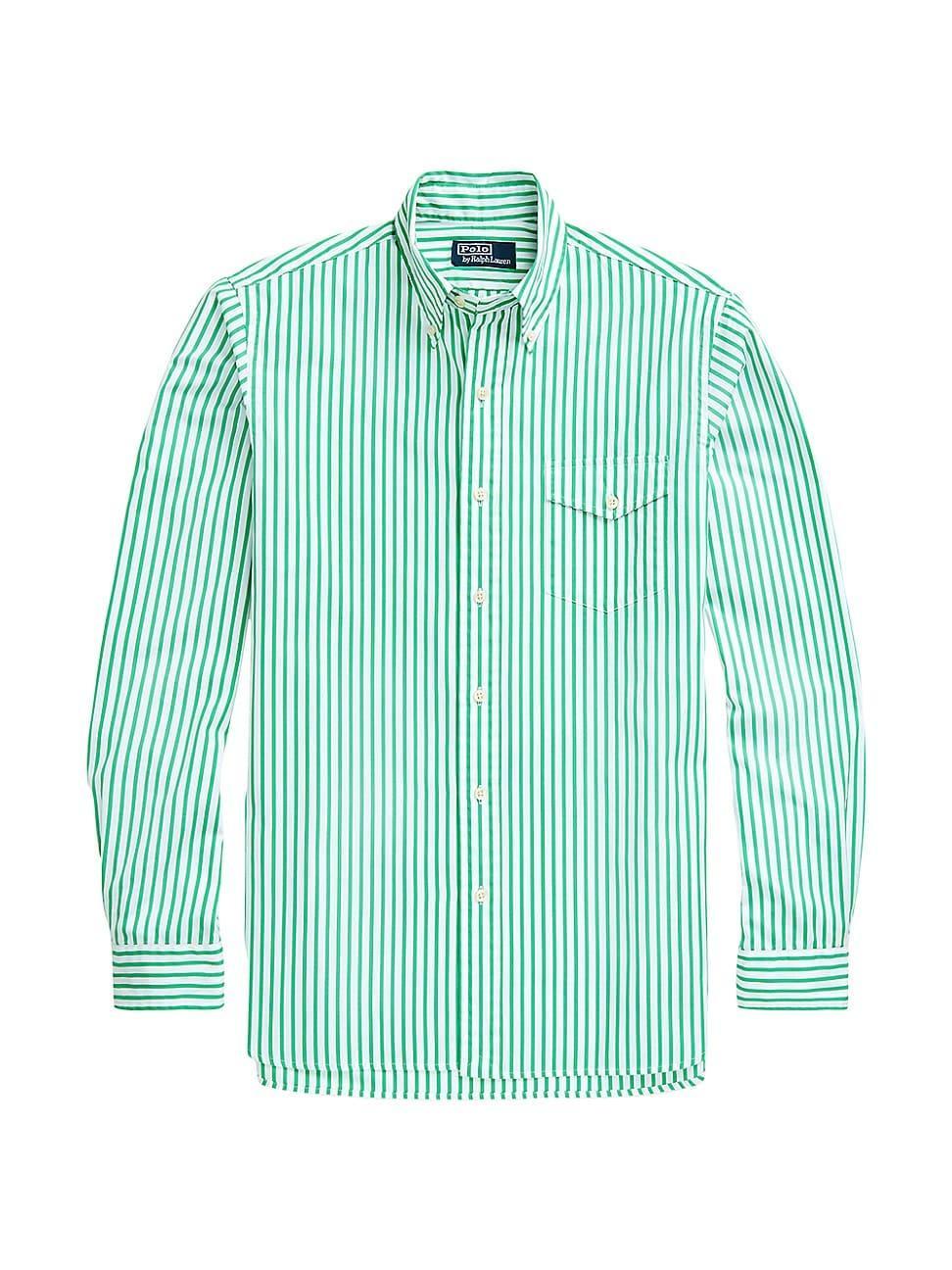 Mens Striped Cotton Button-Down Shirt Product Image