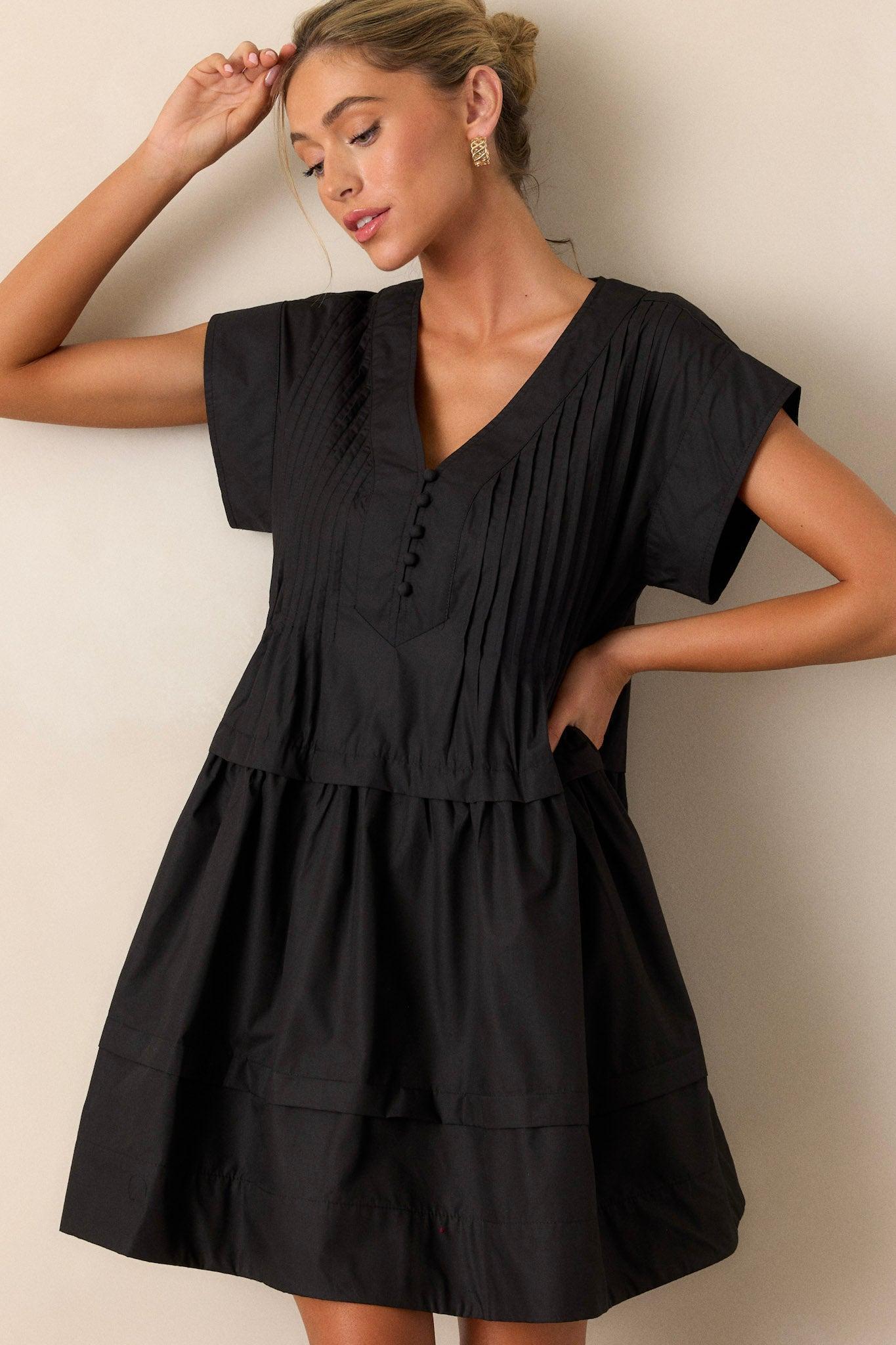 Pack Your Bags Black Short Sleeve Mini Dress Product Image