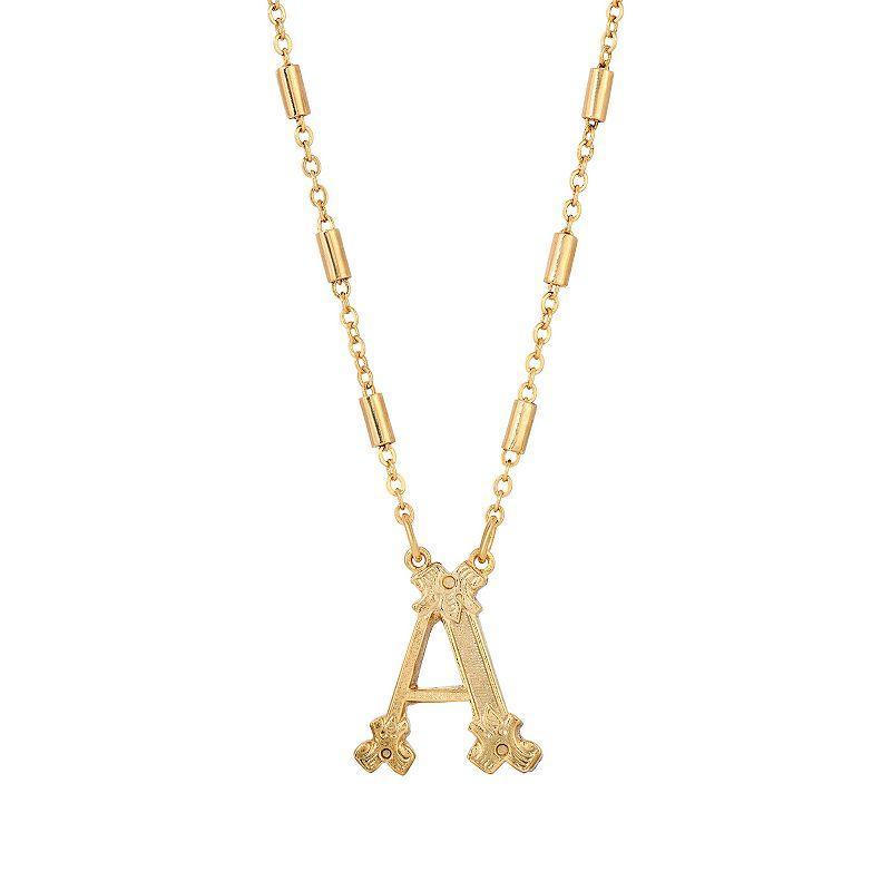 1928 Gold Tone Initial Necklace, Womens, Yellow J Product Image