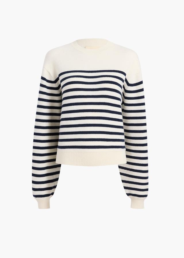 Viola Sweater in Ivory and Navy Stripe Product Image