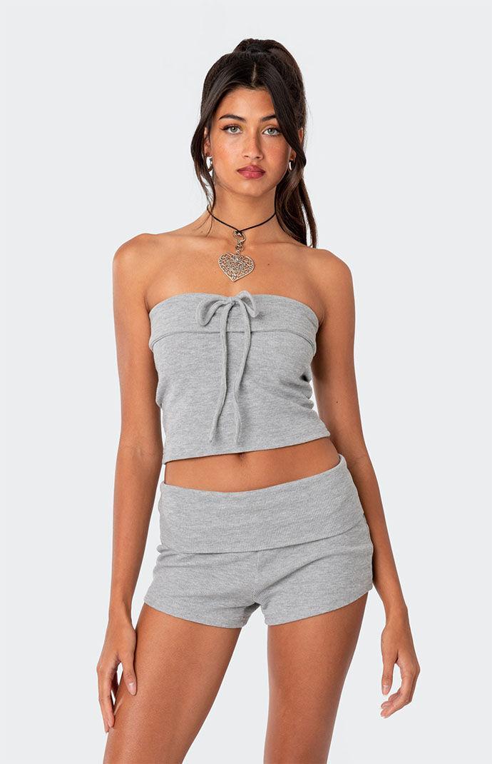 Edikted Womens Lizzy Foldover Waffle Tube Top Product Image