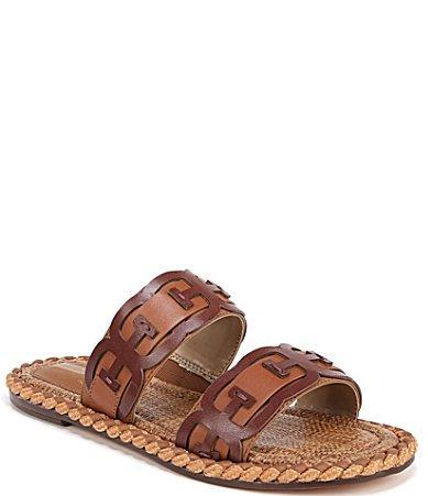 Sam Edelman Tatum Leather Logo Double Banded Rope Trim Slide Sandals Product Image