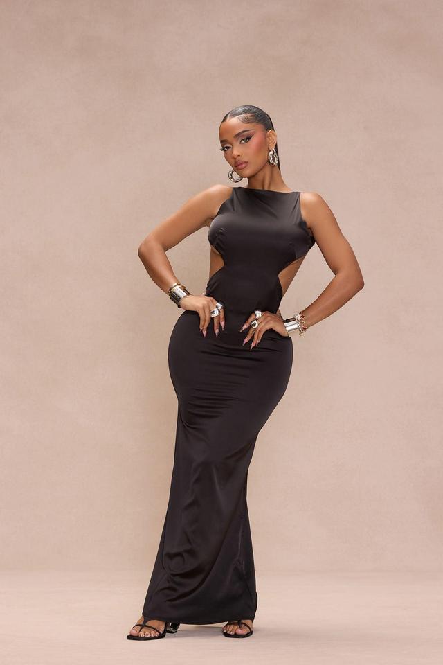 Charlie Satin Maxi Dress - Black Product Image