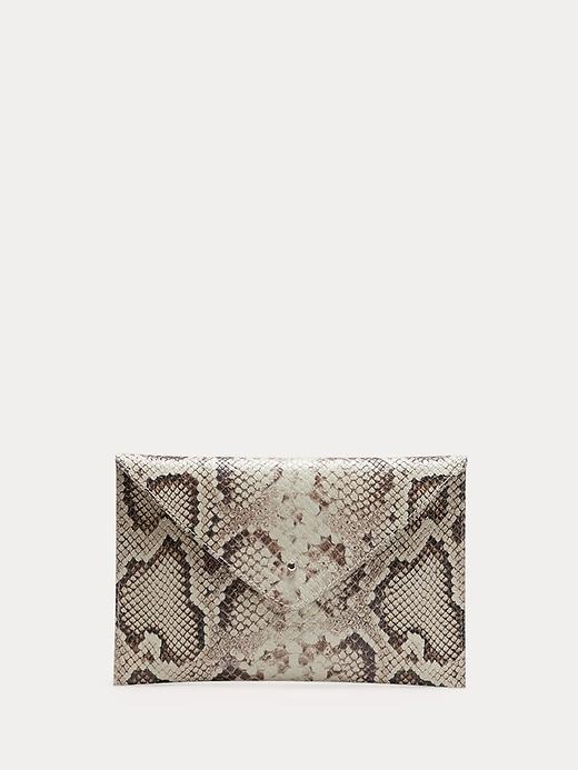 Snake-Print Italian Leather Envelope Pouch Product Image