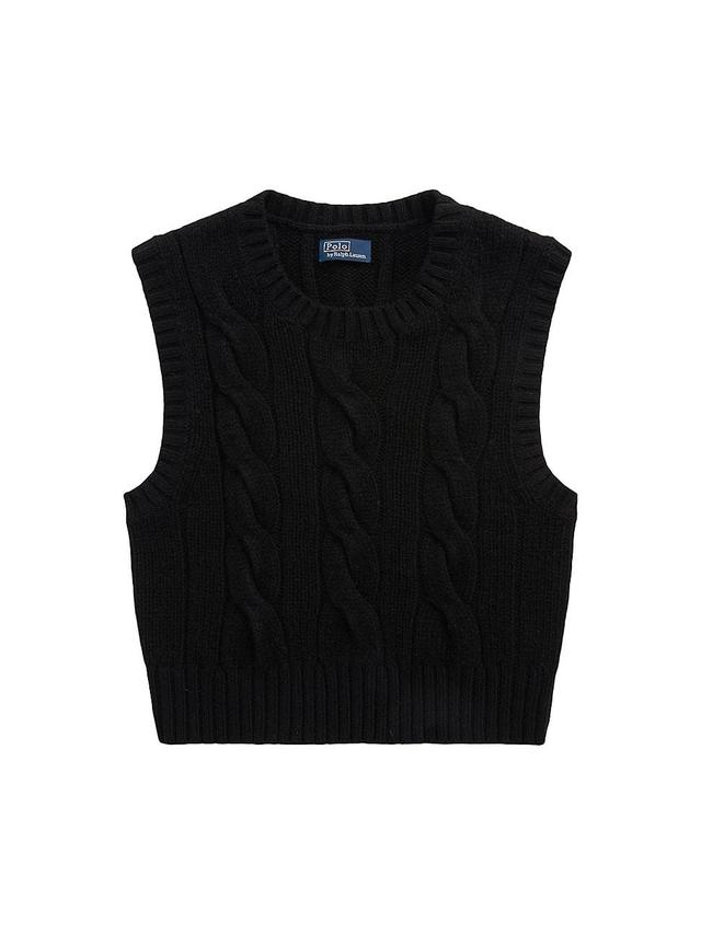 Womens Wool-Blend Cable-Knit Cropped Sweater Vest Product Image