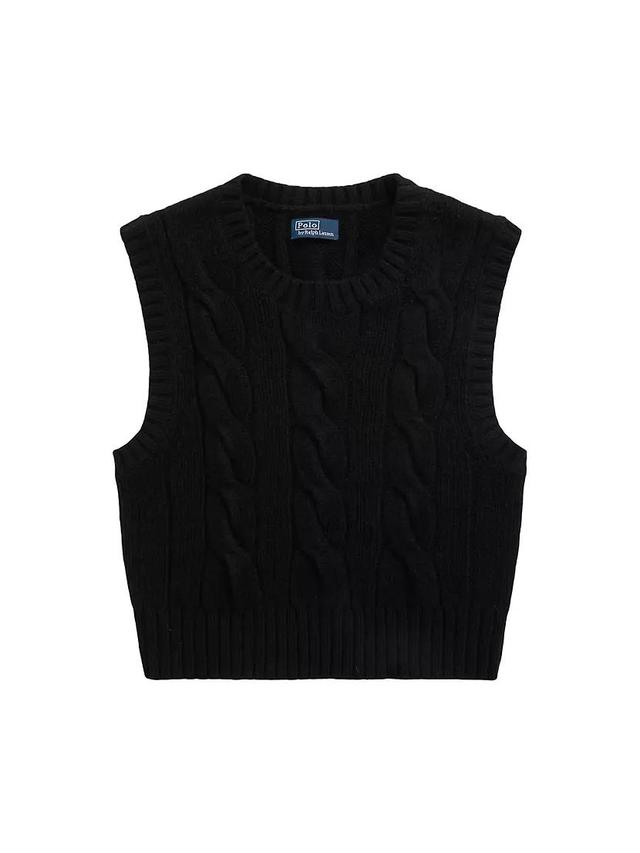 Wool-Blend Cable-Knit Cropped Sweater Vest Product Image