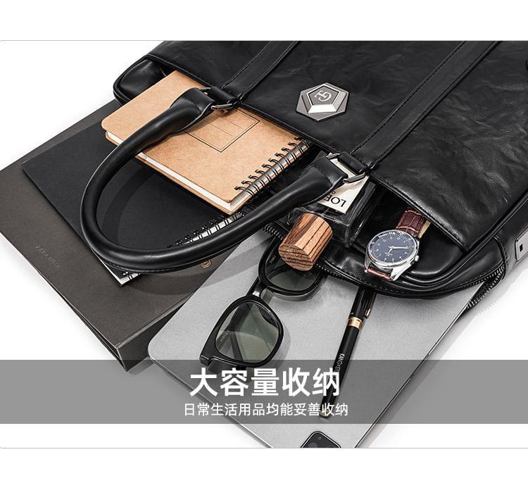 Logo Faux Leather Briefcase Product Image