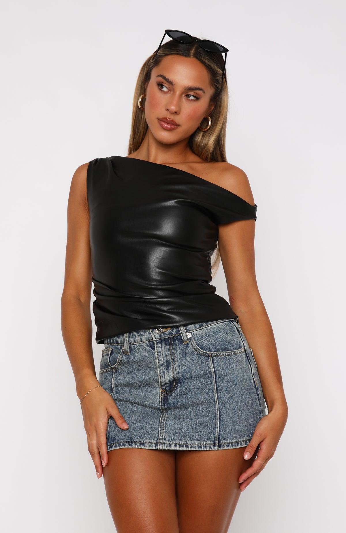 She's A Force PU Top Black Product Image