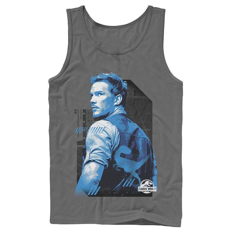 Mens Jurassic World Owen Blue Tone Portrait Tank Top Athletic Grey Product Image