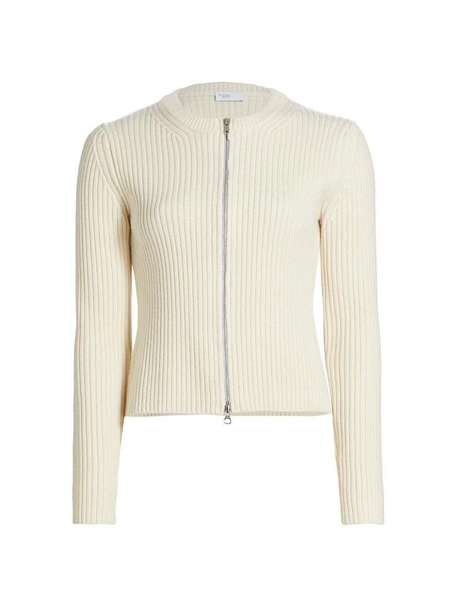 Womens Ribbed Wool-Cashmere Zip-Up Cardigan Product Image