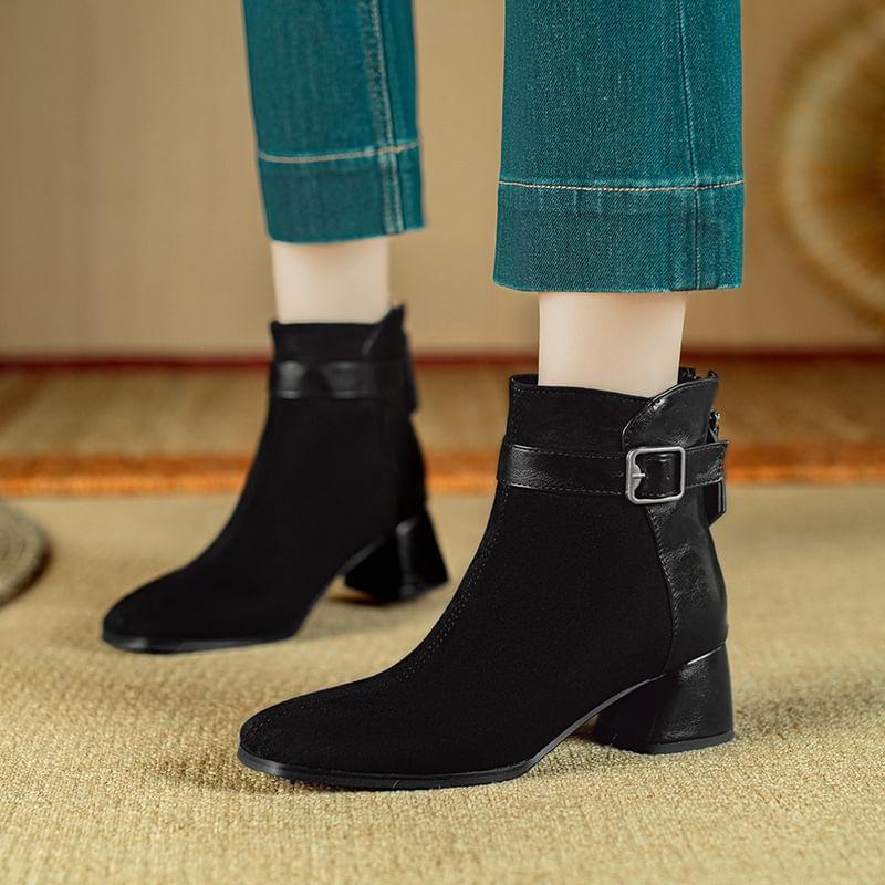 Chunky Heel Buckled Short Boots product image