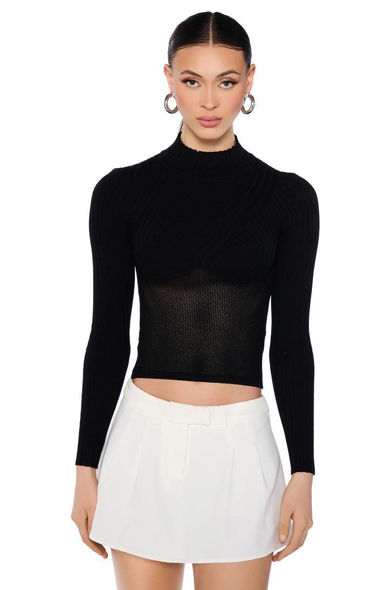 PRIME TIME LONG SLEEVE MOCK NECK SWEATER IN BLACK product image