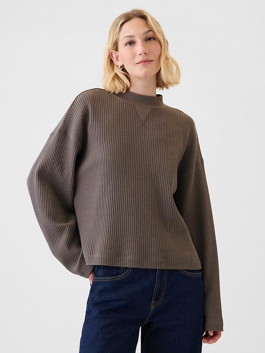 Oversized Mockneck Waffle T-Shirt Product Image