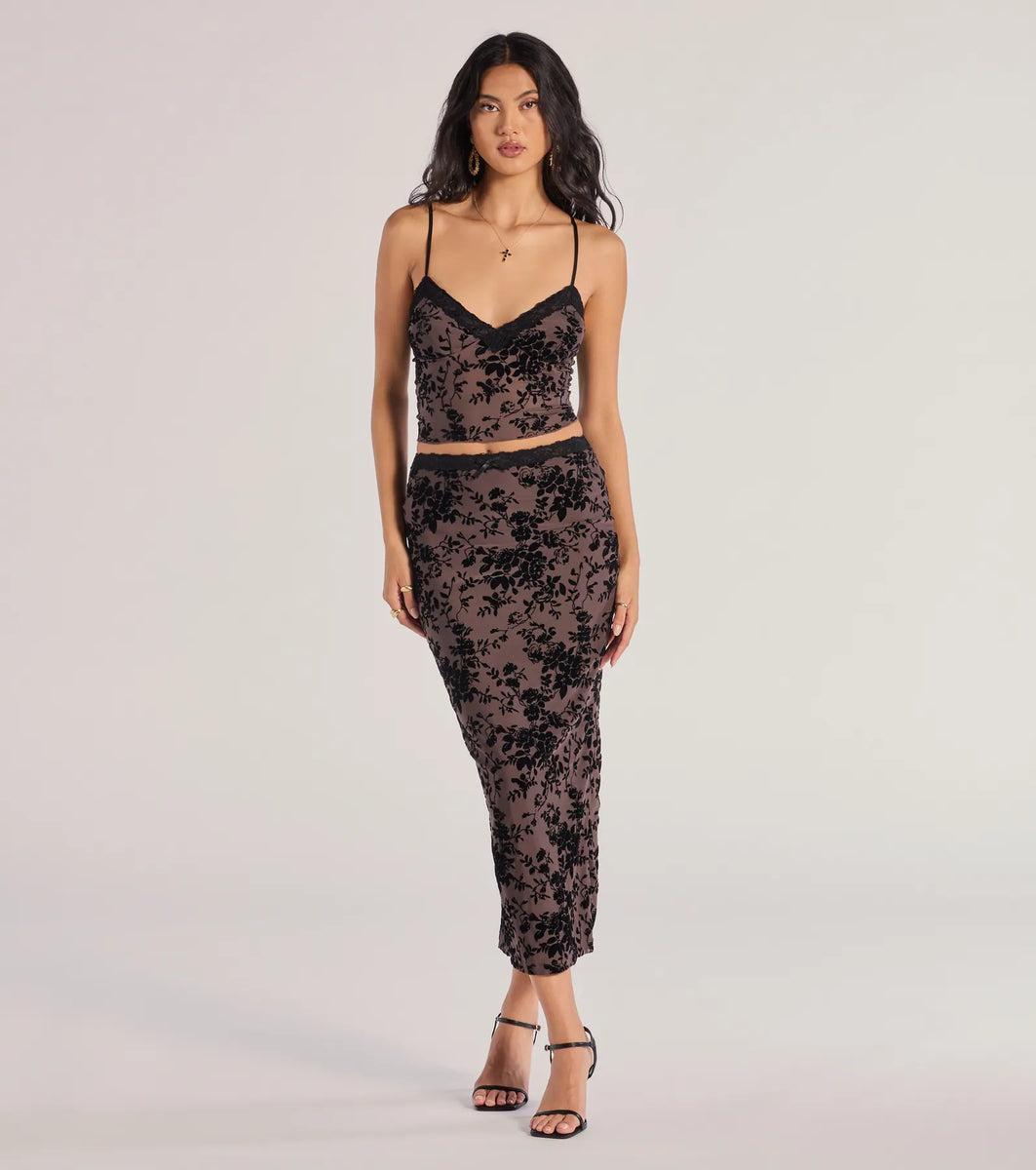 Luxe Touch Flocked Velvet Crop Top Product Image