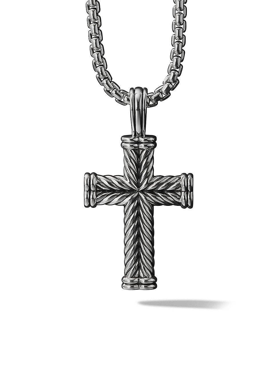 Mens Chevron Cross Pendant in Silver, 40mm Product Image