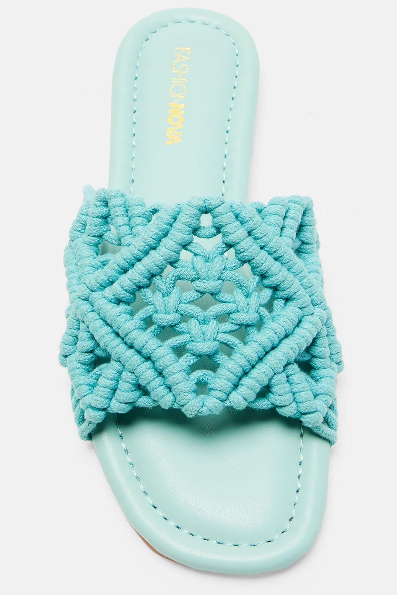 Luxury Villa Flat Sandals - Teal Product Image