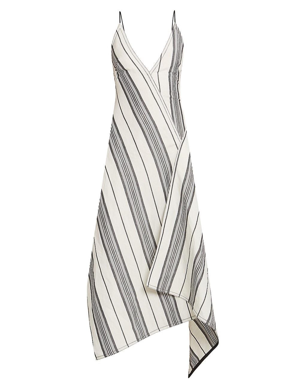 Womens Linen-Cotton Striped Maxi Dress Product Image