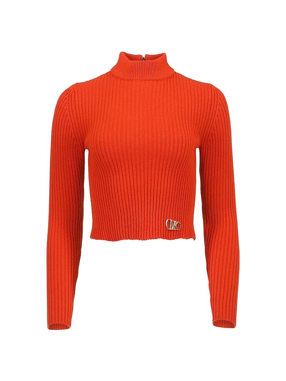 Womens Rib-Knit Cropped Sweater product image