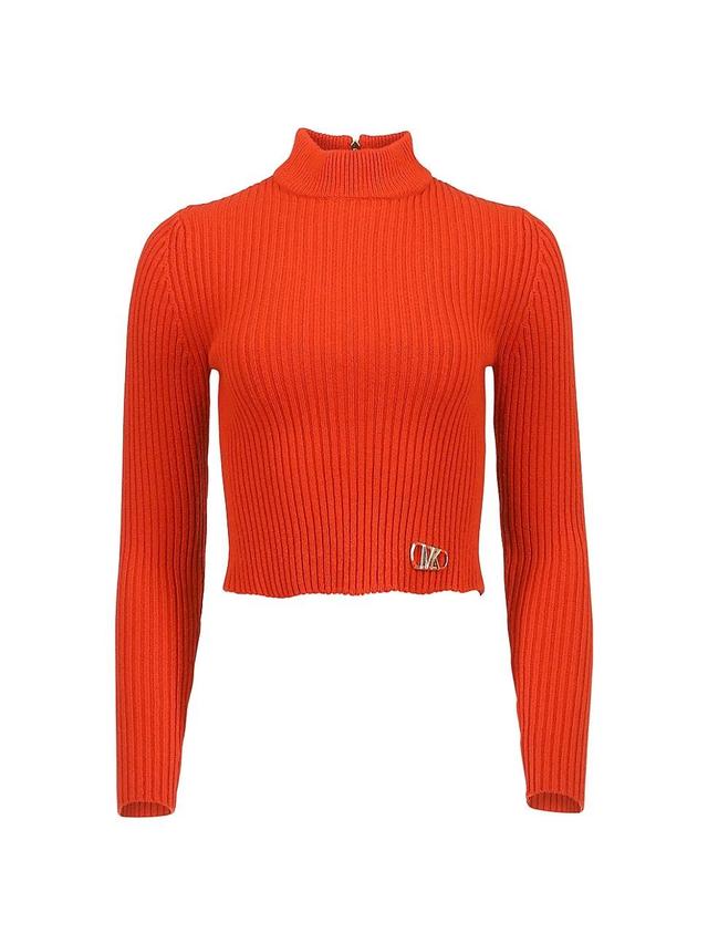 Womens Rib-Knit Cropped Sweater Product Image