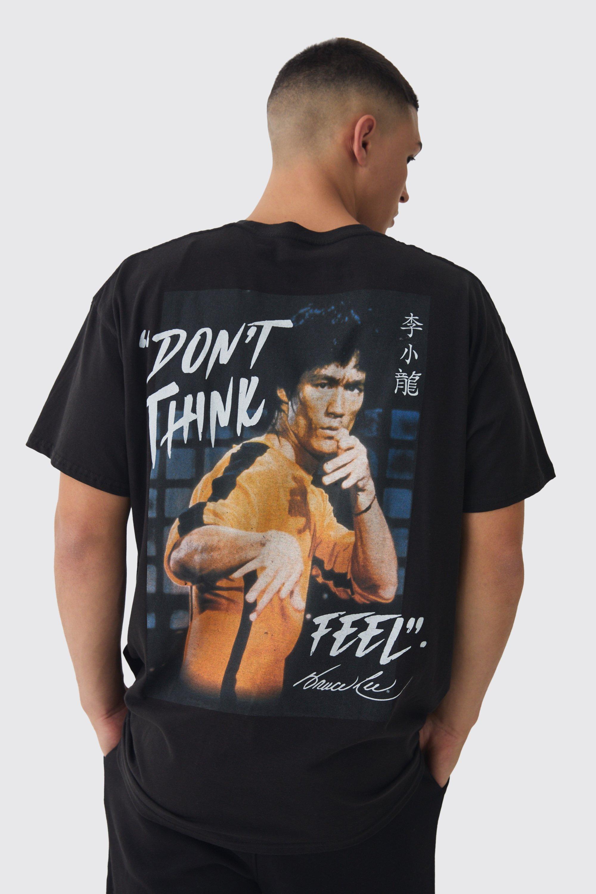 Mens Black Oversized Bruce Lee License Print T-Shirt, Black Product Image