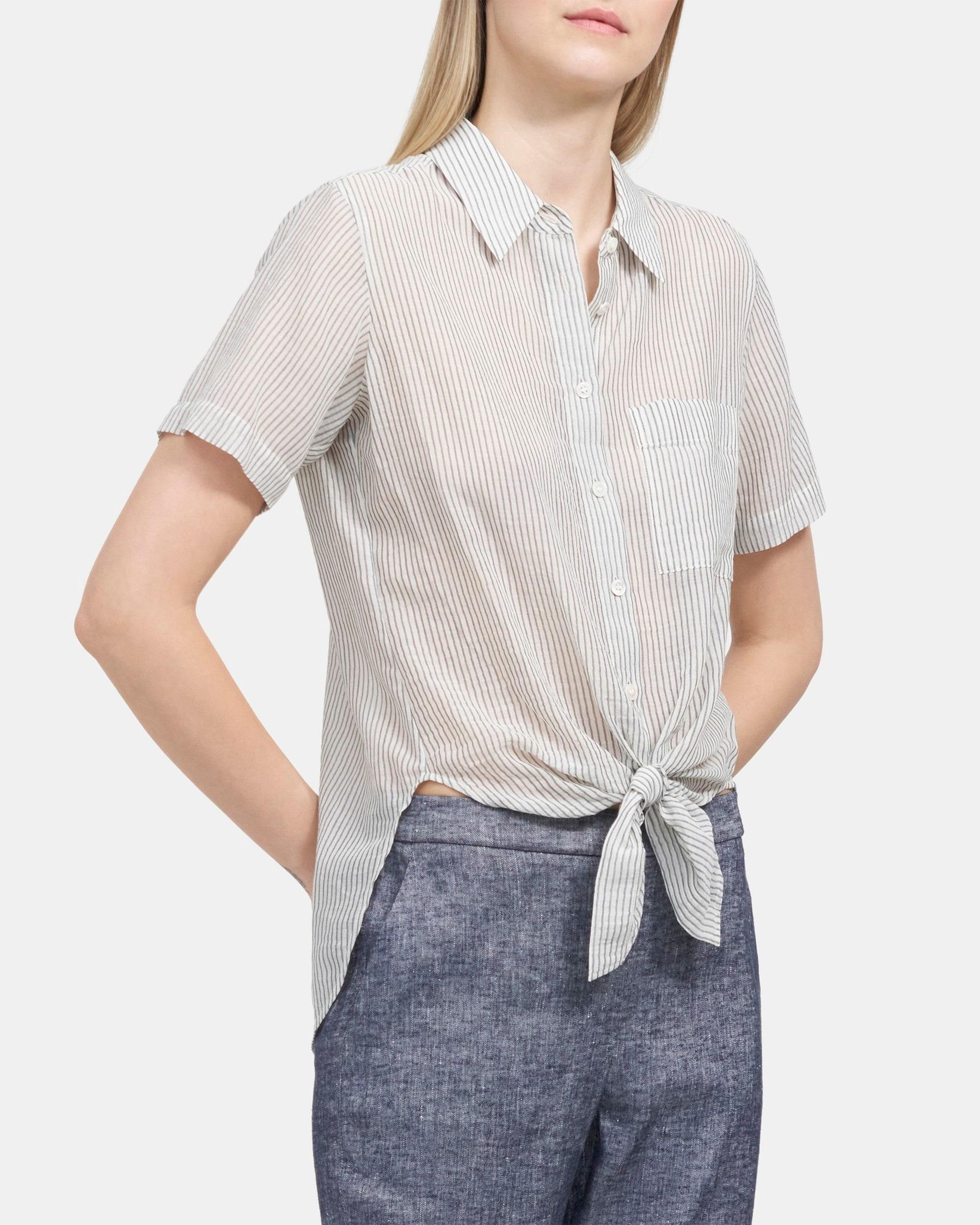 Tie-Front Shirt in Organic Cotton Product Image