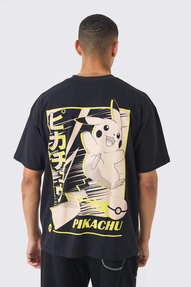 Oversized Pokemon Extended Neck Pikachu License T-shirt | boohooMAN USA Product Image