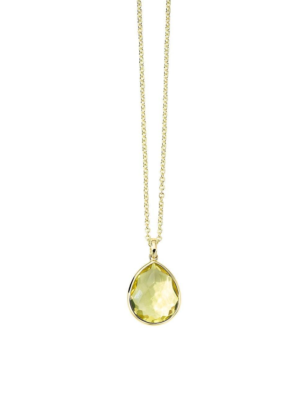 Womens Rock Candy 18K Gold & Green-Gold Citrine Medium Teardrop Pendant Necklace Product Image