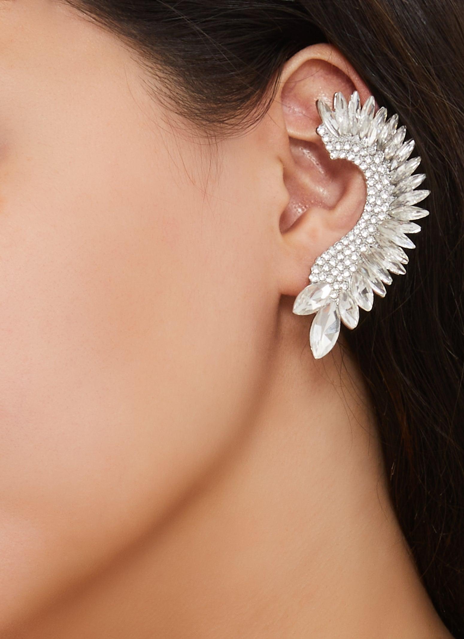 Womens Rhinestone Embellished Climber Earrings Product Image