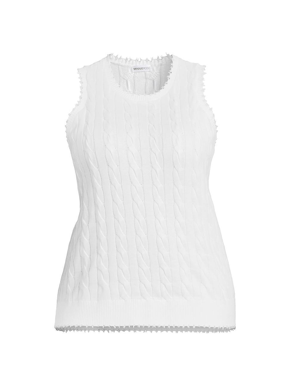 Womens Frayed Cable-Knit Sleeveless Top Product Image