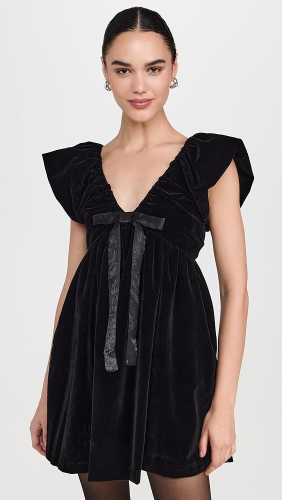 endless rose Velvet Satin Bow Mini Dress | Shopbop Product Image