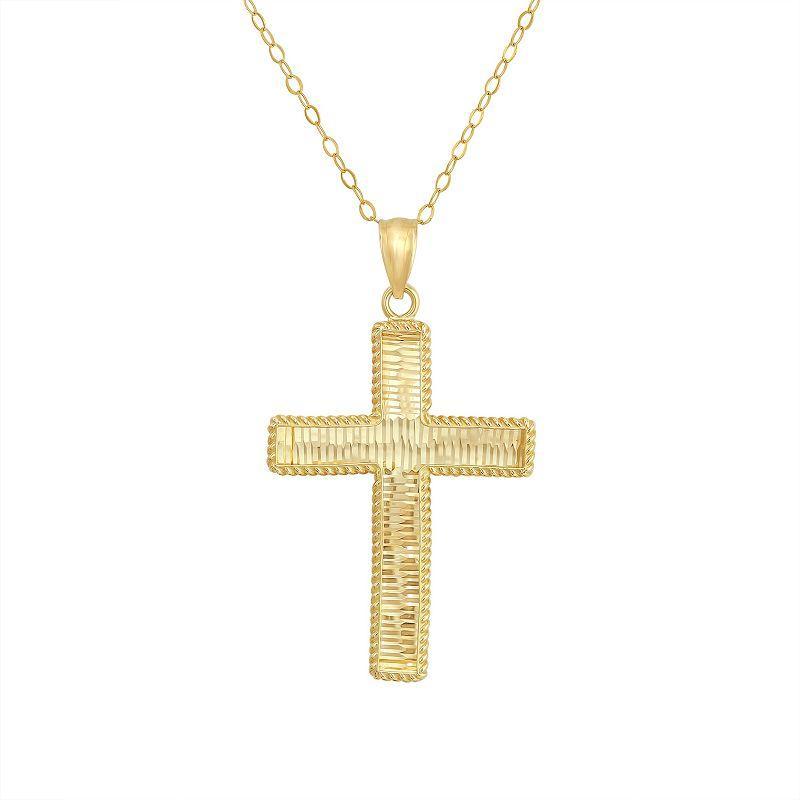 Taylor Grace 10k Gold Mirrored Diamond Cut Cross Pendant Necklace, Womens Product Image