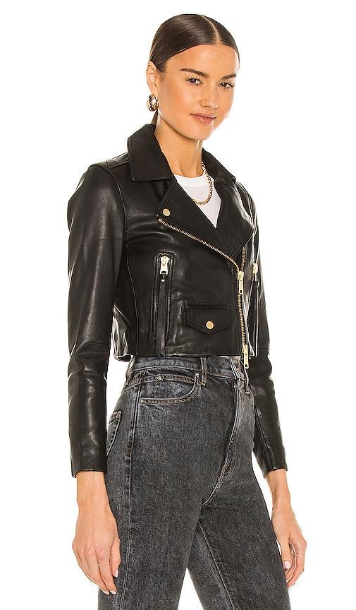 ALLSAINTS Elora Biker Jacket in Black. Size 0, 10, 12, 4, 6. Product Image