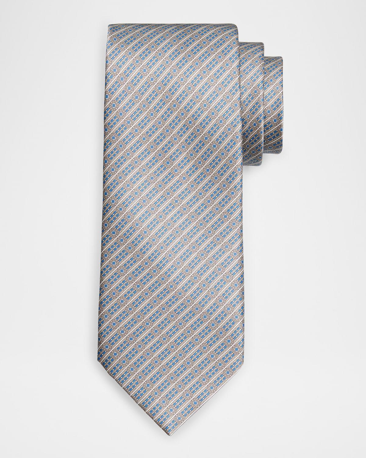 Mens Medallion Stripe Silk Tie Product Image