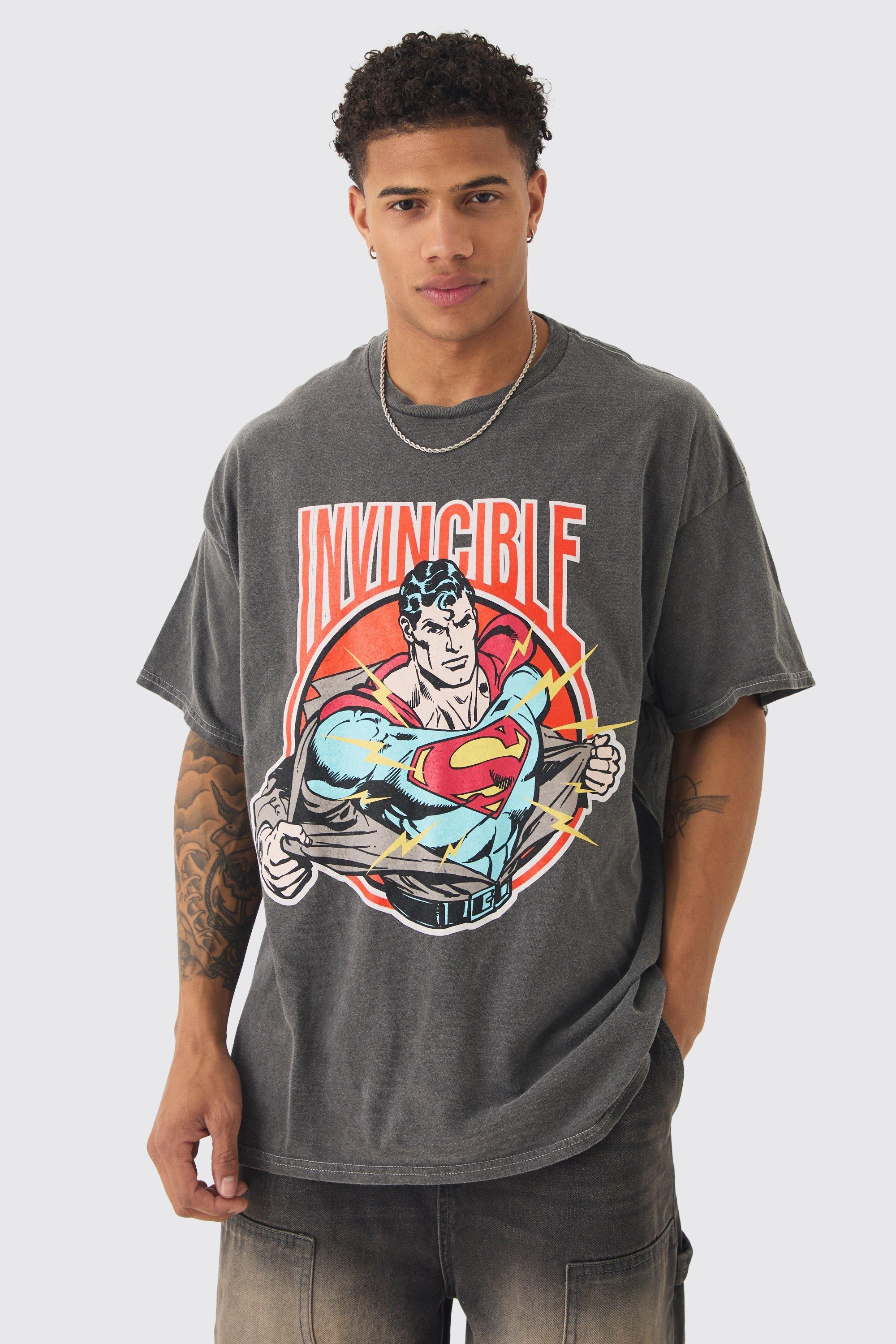 Oversized Superman Wash License T-shirt | boohooMAN USA product image