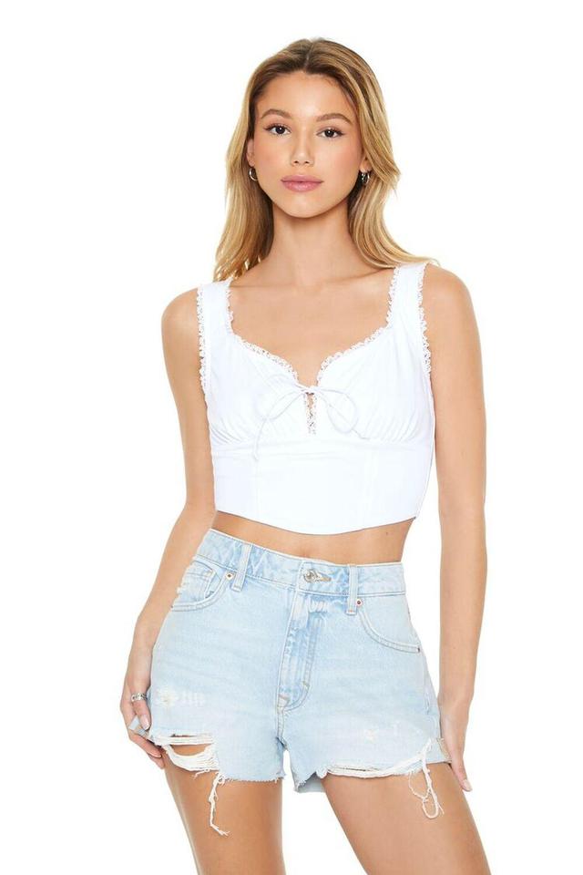 Ruched Lace-Trim Crop Top | Forever 21 Product Image