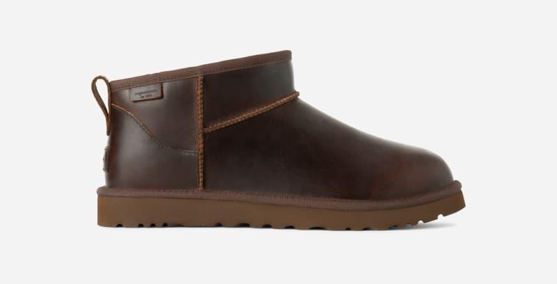 UGG Mens Classic Ultra Mini LTHR Regen Leather Classic Boots Product Image